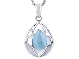 Pre-Owned Blue Larimar Rhodium Over Sterling Silver Pendant with Chain