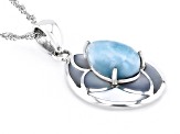 Pre-Owned Blue Larimar Rhodium Over Sterling Silver Pendant with Chain