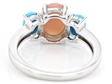 Pre-Owned Pink Opal Rhodium Over Silver 3-Stone Ring