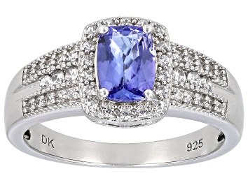 Picture of Pre-Owned Blue Tanzanite Rhodium Over Sterling Silver Ring 0.98ctw