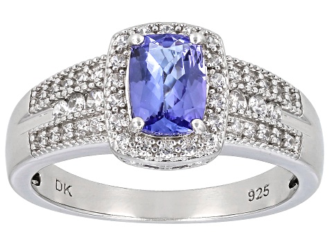 Pre-Owned Blue Tanzanite Rhodium Over Sterling Silver Ring 0.98ctw