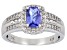 Pre-Owned Blue Tanzanite Rhodium Over Sterling Silver Ring 0.98ctw