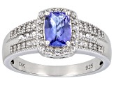 Pre-Owned Blue Tanzanite Rhodium Over Sterling Silver Ring 0.98ctw