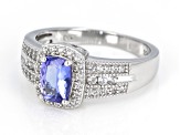 Pre-Owned Blue Tanzanite Rhodium Over Sterling Silver Ring 0.98ctw