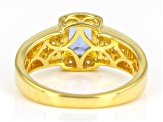 Pre-Owned Tanzanite With White Zircon 18K Yellow Gold Over Sterling Silver Ring 0.98ctw