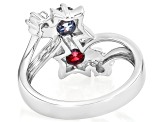 Pre-Owned Red And Blue with Colorless Moissanite Star Ring 1.12ctw DEW