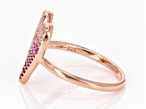 Pre-Owned Multi-Gem Simulants 18k Rose Gold Over Silver Heart Ring 0.80ctw