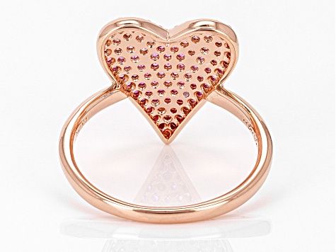 Pre-Owned Multi-Gem Simulants 18k Rose Gold Over Silver Heart Ring 0.80ctw
