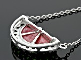 Pre-Owned Red Rhodonite Rhodium Over Sterling Silver Watermelon Necklace 0.29ctw