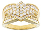 Pre-Owned White Cubic Zirconia 18K Yellow Gold Over Sterling Silver Ring 3.08ctw