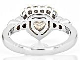 Pre-Owned Strontium Titanate with White Zircon Rhodium Over Silver Heart Ring 2.08ctw