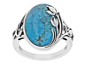 Pre-Owned Blue Turquoise Sterling Silver Solitaire Ring