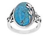 Pre-Owned Blue Turquoise Sterling Silver Solitaire Ring