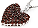 Pre-Owned Red garnet rhodium over sterling silver cluster  pendant with chain 1.96ctw
