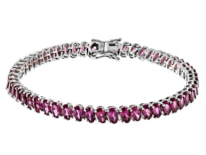 Pre-Owned Raspberry Rhodolite Rhodium Over Sterling Silver Tennis Bracelet 14.31ctw