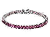 Pre-Owned Raspberry Rhodolite Rhodium Over Sterling Silver Tennis Bracelet 14.31ctw