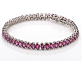 Pre-Owned Raspberry Rhodolite Rhodium Over Sterling Silver Tennis Bracelet 14.31ctw