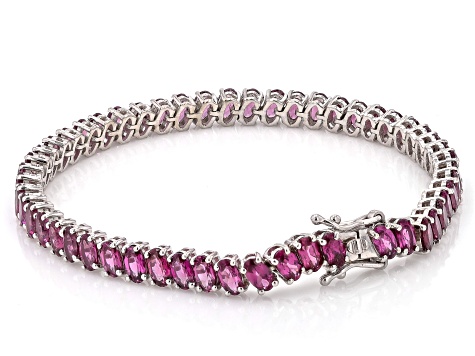 Pre-Owned Raspberry Rhodolite Rhodium Over Sterling Silver Tennis Bracelet 14.31ctw