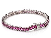 Pre-Owned Raspberry Rhodolite Rhodium Over Sterling Silver Tennis Bracelet 14.31ctw