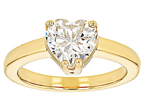 Pre-Owned 18k Yellow Gold Over Silver Strontium Titanate Solitaire Ring 2.35ct