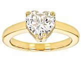 Pre-Owned 18k Yellow Gold Over Silver Strontium Titanate Solitaire Ring 2.35ct