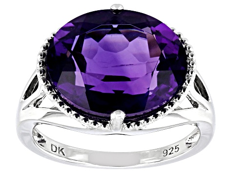 Pre-Owned Purple Amethyst Rhodium Over Sterling Silver Ring 5.78ctw