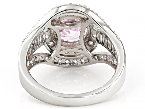 Pre-Owned Pink And White Cubic Zirconia Platinum Over Sterling Silver Ring 9.37ctw