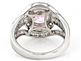 Pre-Owned Pink And White Cubic Zirconia Platinum Over Sterling Silver Ring 9.37ctw