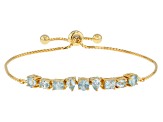 Pre-Owned Blue Zircon 18k Yellow Gold Over Sterling Silver Bolo Bracelet 2.29ctw