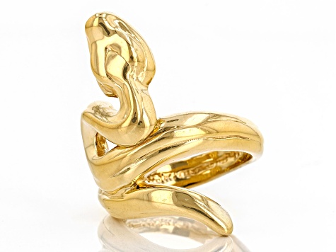 Pre-Owned 18k Yellow Gold Over Sterling Silver Snake Ring