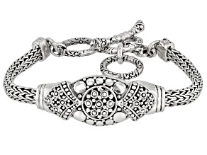 Pre-Owned Sterling Silver Textured Center Design Bracelet