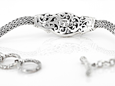 Pre-Owned Sterling Silver Textured Center Design Bracelet