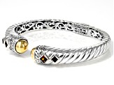 Pre-Owned Madeira Citrine & Garnet Sterling Silver With 18K Yellow Gold Accent Cable Cuff Bracelet 0