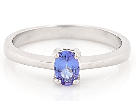 Pre-Owned Blue Tanzanite Rhodium Over Sterling Silver Ring 0.40ct