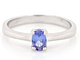 Pre-Owned Blue Tanzanite Rhodium Over Sterling Silver Ring 0.40ct