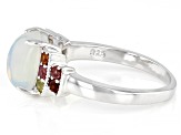 Pre-Owned Multicolor Ethiopian Opal Rhodium Over Sterling Silver Ring 1.31ctw