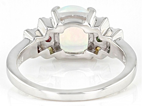 Pre-Owned Multicolor Ethiopian Opal Rhodium Over Sterling Silver Ring 1.31ctw