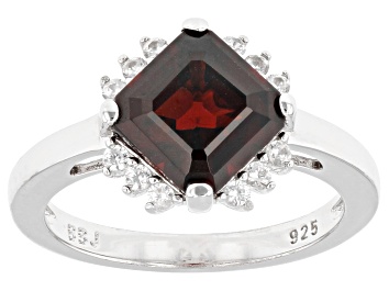Picture of Pre-Owned Red Garnet Rhodium Over Sterling Silver Ring 2.92ctw