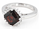 Pre-Owned Red Garnet Rhodium Over Sterling Silver Ring 2.92ctw
