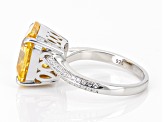 Pre-Owned Yellow And White Cubic Zirconia Platinum Over Sterling Silver Asscher Cut Ring 13.80ctw