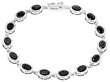 Picture of Pre-Owned Black Spinel Rhodium Over Sterling Silver Bracelet 10.00ctw