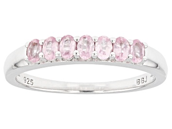 Picture of Pre-Owned Pink Spinel Rhodium Over Sterling Silver Band Ring 0.48ctw