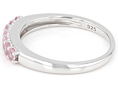 Pre-Owned Pink Spinel Rhodium Over Sterling Silver Band Ring 0.48ctw