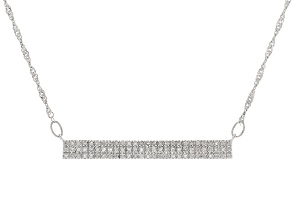 Pre-Owned White Diamond Rhodium Over Sterling Silver Bar Necklace 0.25ctw