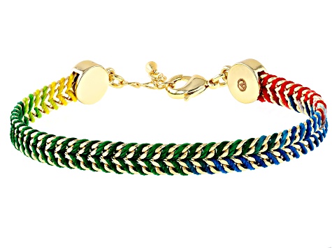 Pre-Owned 18K Gold Over Brass Multi-Color Cord Bracelet