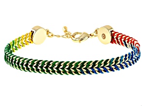 Pre-Owned 18K Gold Over Brass Multi-Color Cord Bracelet