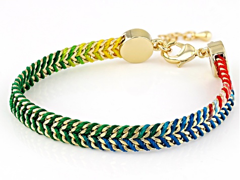 Pre-Owned 18K Gold Over Brass Multi-Color Cord Bracelet