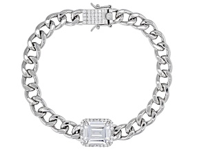 Pre-Owned White Cubic Zirconia Platineve® Curb Link Bracelet 10.71ctw