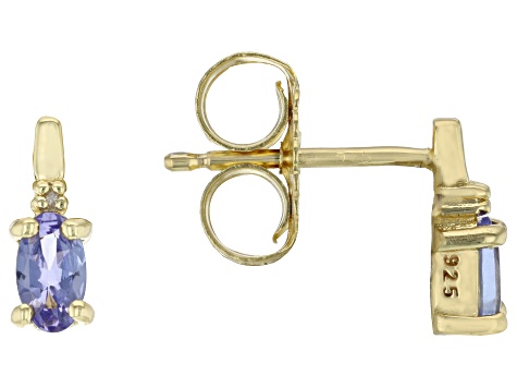 Pre-Owned Blue Tanzanite 18k Yellow Gold Over Sterling Silver Ring, Earrings & Pendant with Chain Se