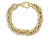 Pre-Owned Judith Ripka White Cubic Zirconia 14k Gold Clad Mariner Link Verona Bracelet 2.59ctw